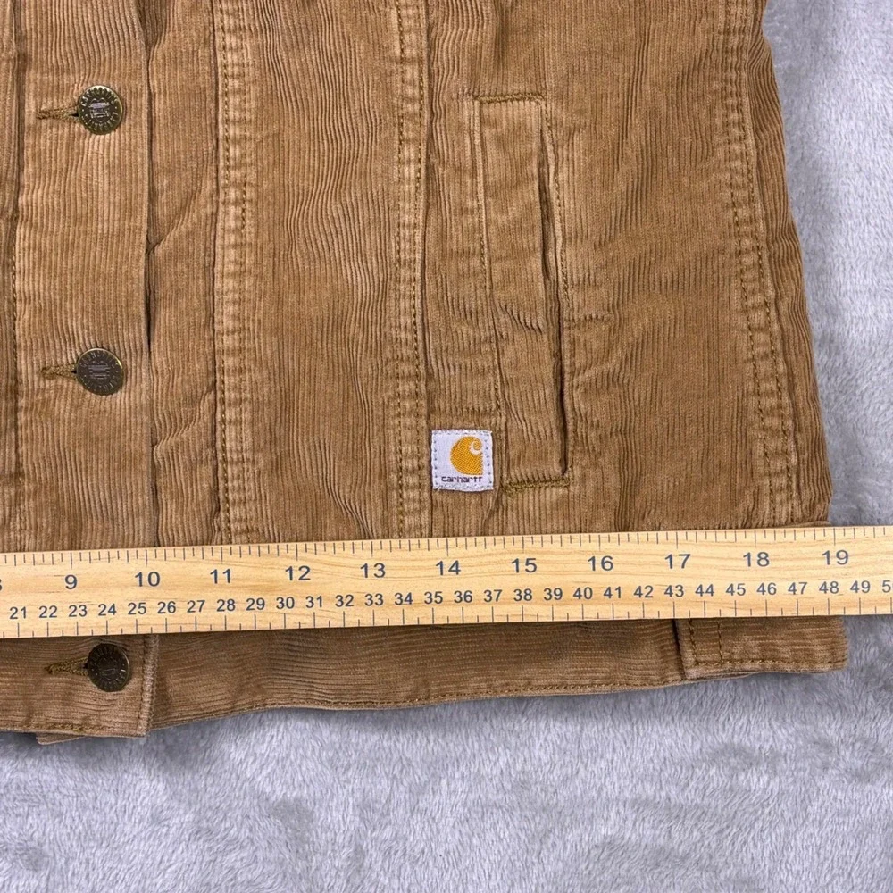 Carhartt Sherpa Lined Corduroy Jacket Women's‎ Small Tan Trucker Coat Work Wear